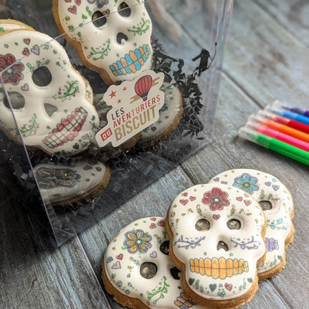 biscuits à colorier, biscuits à personnaliser pour Halloween, dia de los muertos